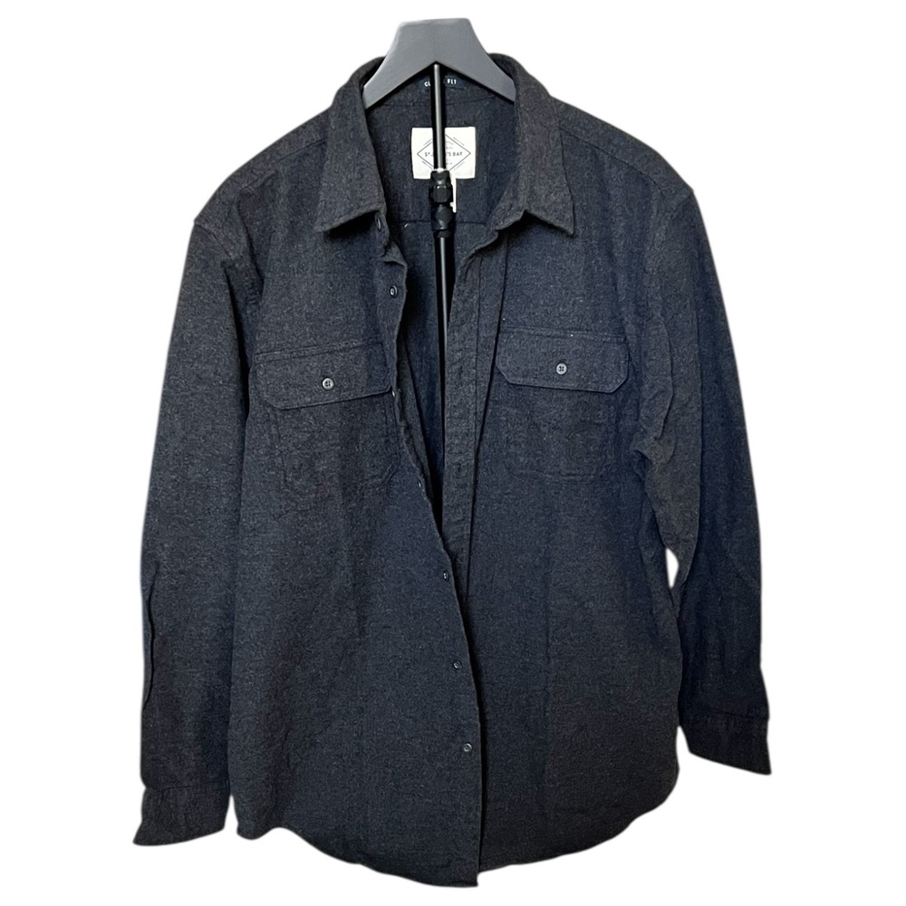 St Johns Bay Gray Flannel Shirt Mens XL Classic Fit Button‎ Up Cotton Workwear